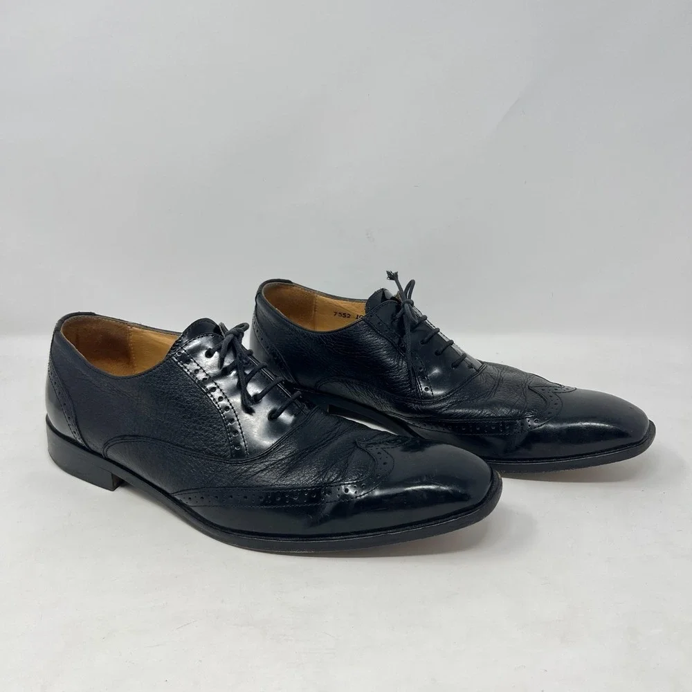 Mercanti Fiorentini Black‎ Leather Wingtip Oxford Dress Shoes Size 10M #7552